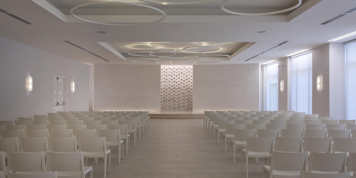 White Room Chapel with chairs set up