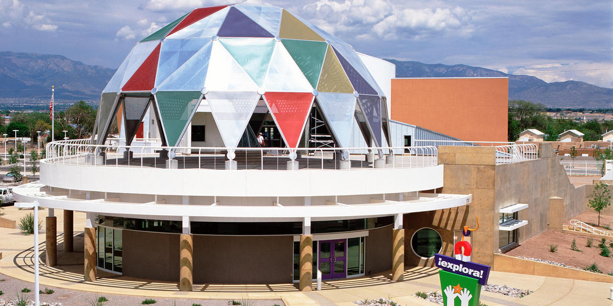 Exterior of Explora's dome shaped building