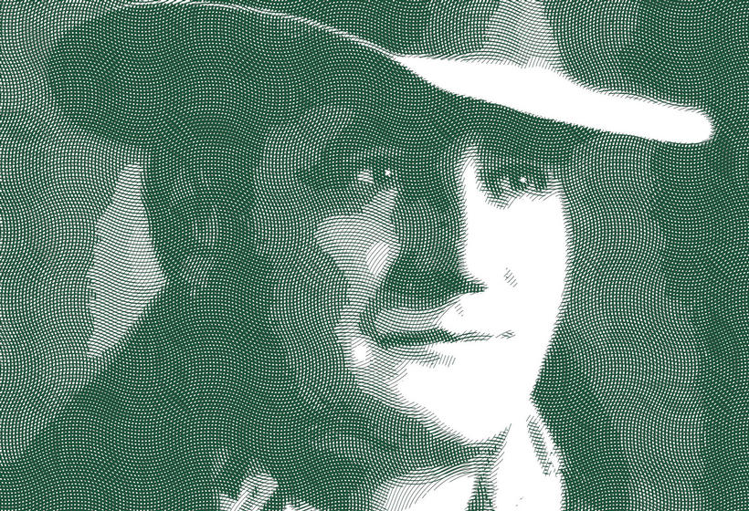 Portrait of Clyde wearing hat with green filter